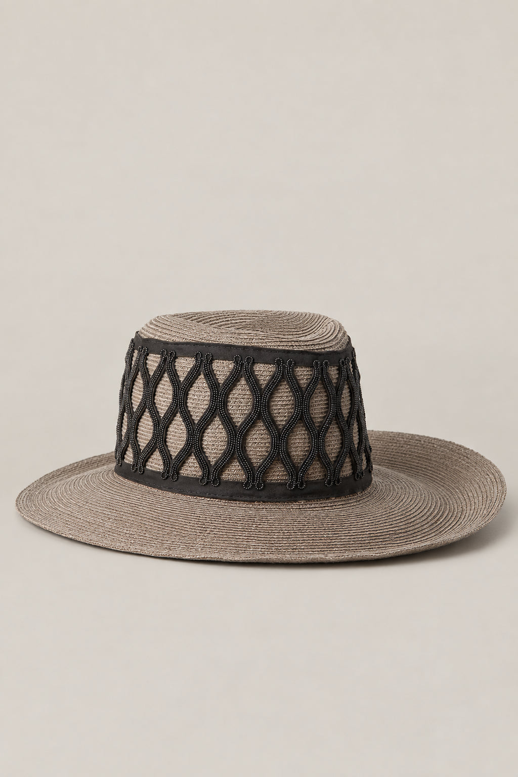 BRUNELLO CUCINELLI WOMEN'S BEIGE WOVEN WIDE BRIM HAT