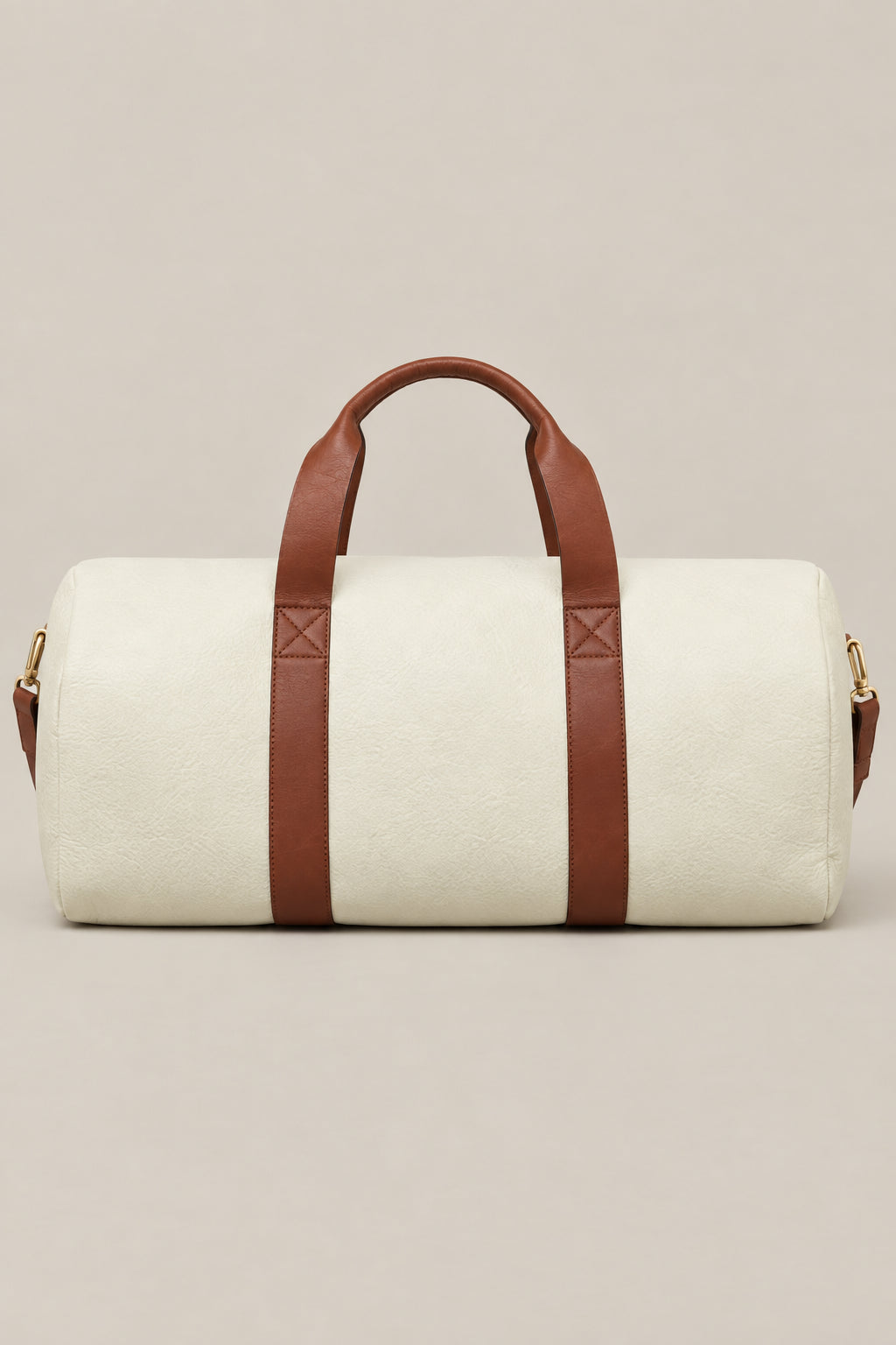 BRUNELLO CUCINELLI MEN'S WHITE LEATHER DUFFLE BAG