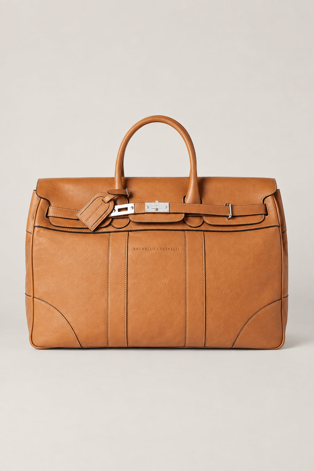 BRUNELLO CUCINELLI MEN'S NATURAL LEATHER LARGE BAG