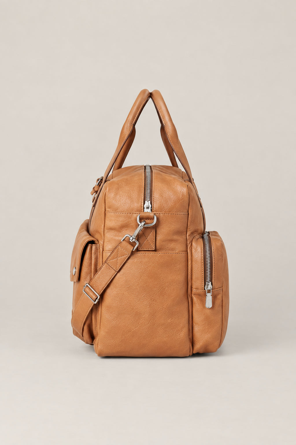 BRUNELLO CUCINELLI MEN'S NATURAL LEATHER UTILITY BAG