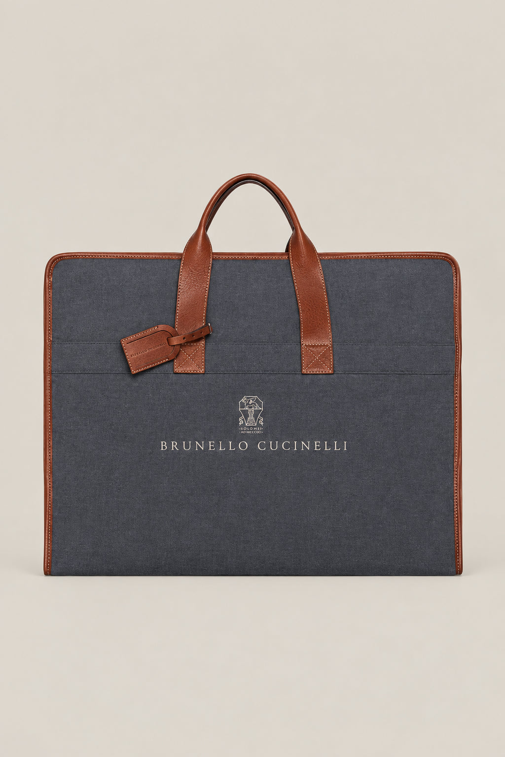 BRUNELLO CUCINELLI MEN'S MEDIUM GREY CANVAS BAG