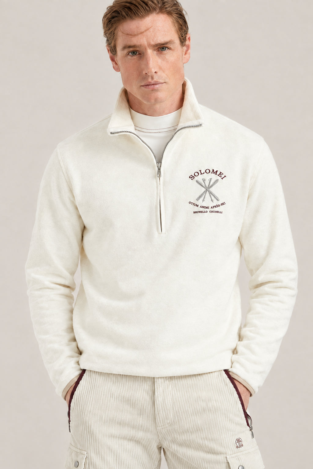 BRUNELLO CUCINELLI MEN'S PANAMA WOOL BLEND SWEATER