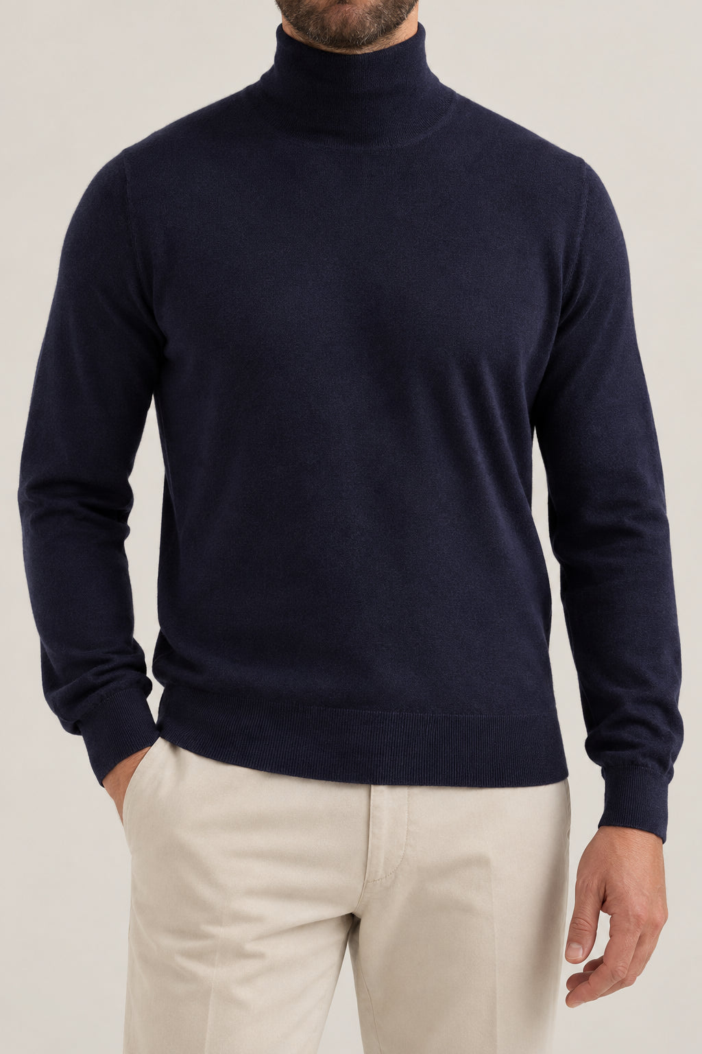 BRUNELLO CUCINELLI MEN'S NAVY WOOL SILK SWEATER