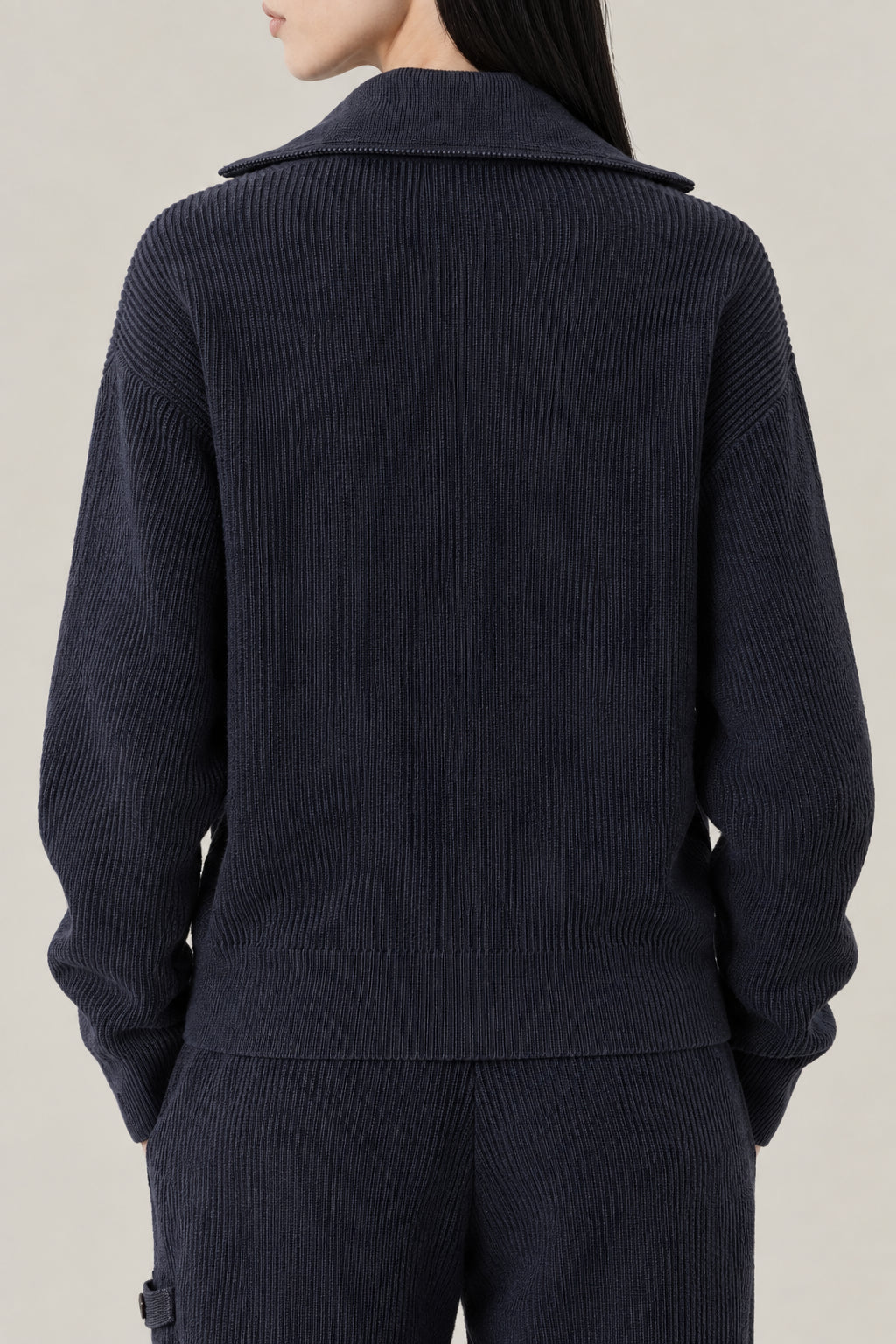 BRUNELLO CUCINELLI WOMEN'S NIGHT SKY HALF ZIP RIBBED COTTON SWEATER