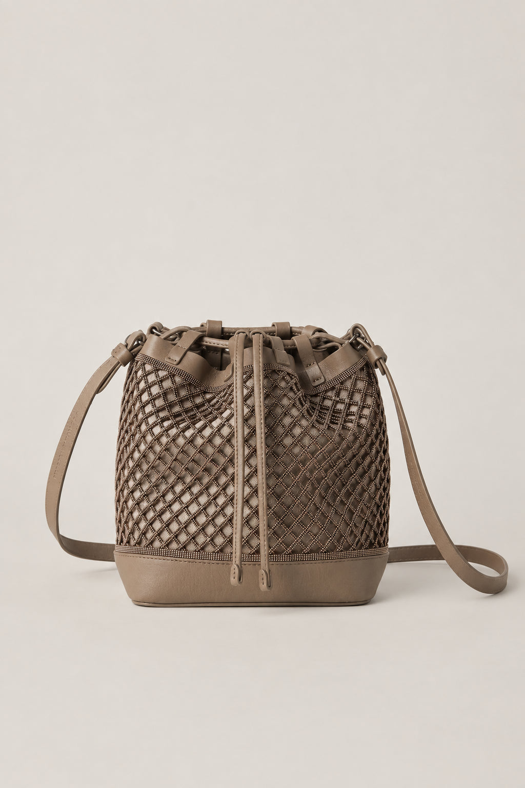 BRUNELLO CUCINELLI WOMEN'S ICE LEATHER DRAWSTRING BUCKET BAG