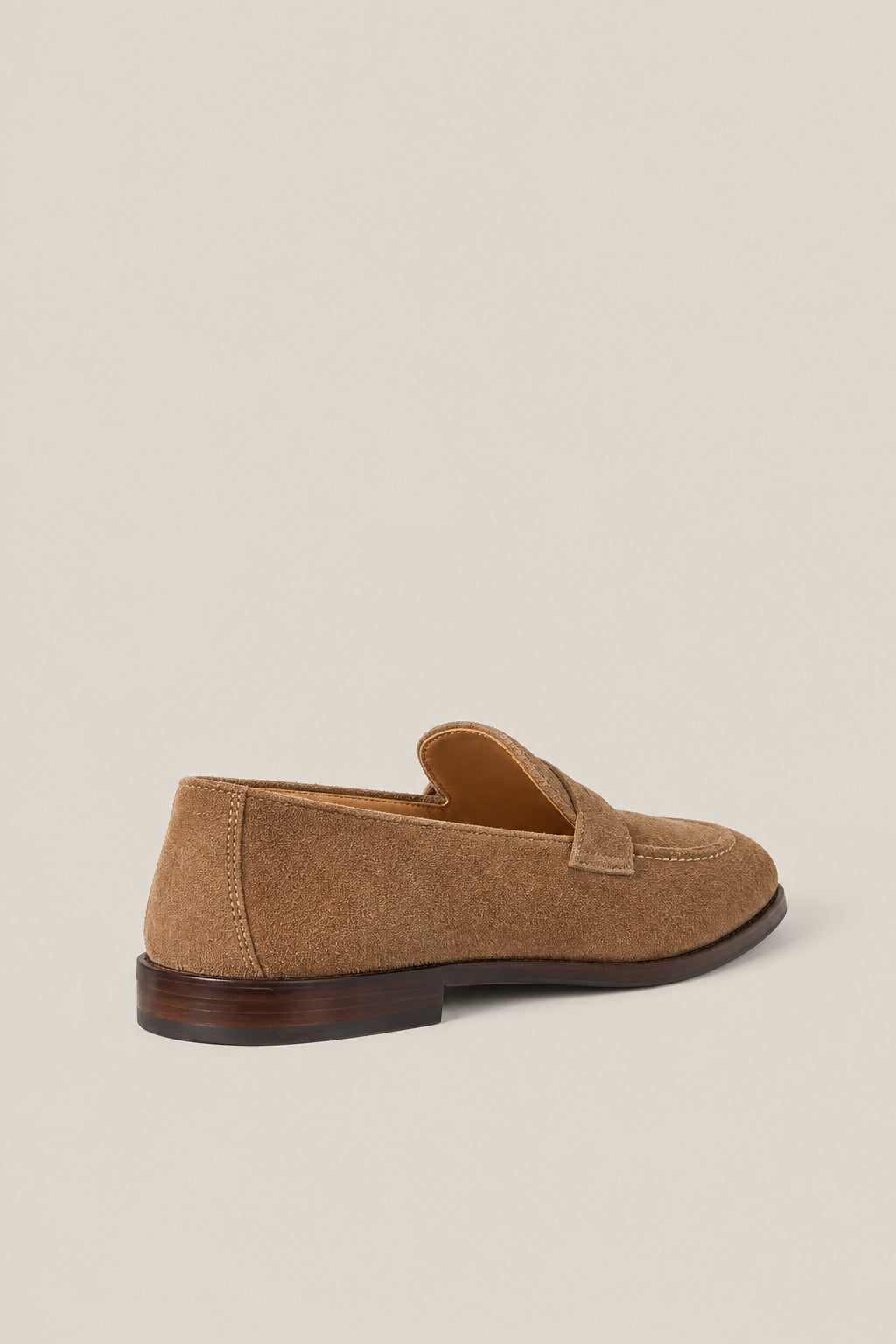 BRUNELLO CUCINELLI MEN'S DARK BEIGE SUEDE PENNY LOAFERS