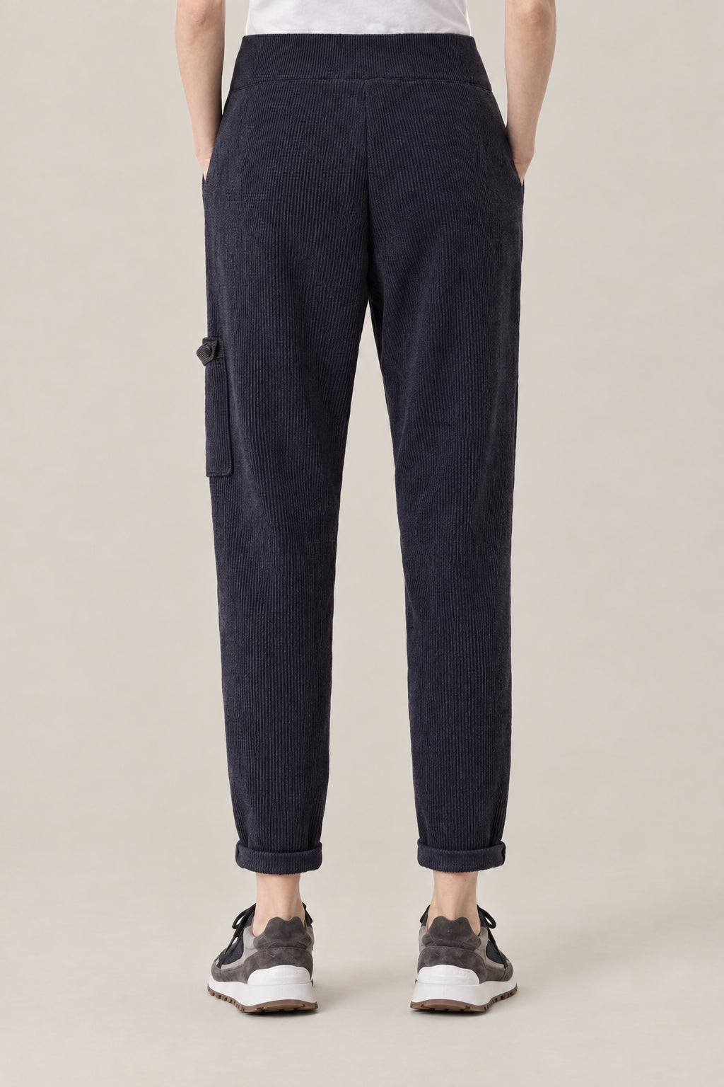 BRUNELLO CUCINELLI WOMEN'S NIGHT SKY RIBBED DRAWSTRING TROUSERS