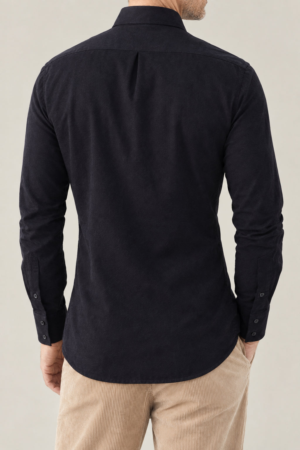 BRUNELLO CUCINELLI MEN'S BLACK COTTON LONG SLEEVE SHIRT