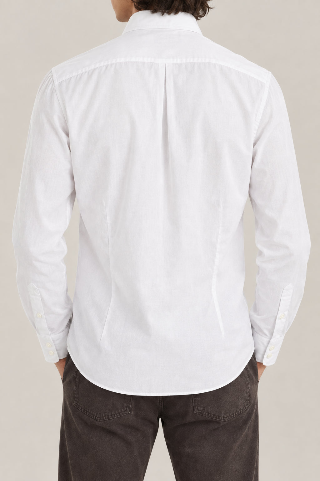 BRUNELLO CUCINELLI MEN'S WHITE COTTON BUTTON DOWN SHIRT