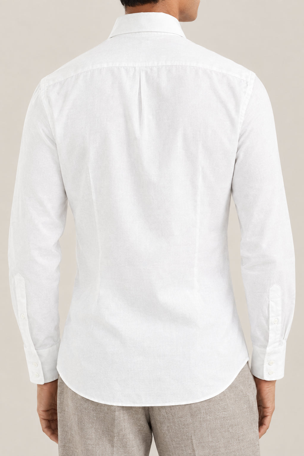 BRUNELLO CUCINELLI MEN'S WHITE COTTON DRESS SHIRT