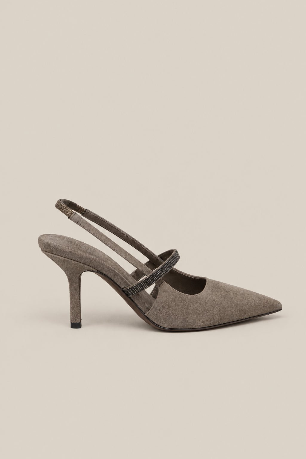 BRUNELLO CUCINELLI WOMEN'S WALNUT SUEDE POINTED TOE SLINGBACK SHOES