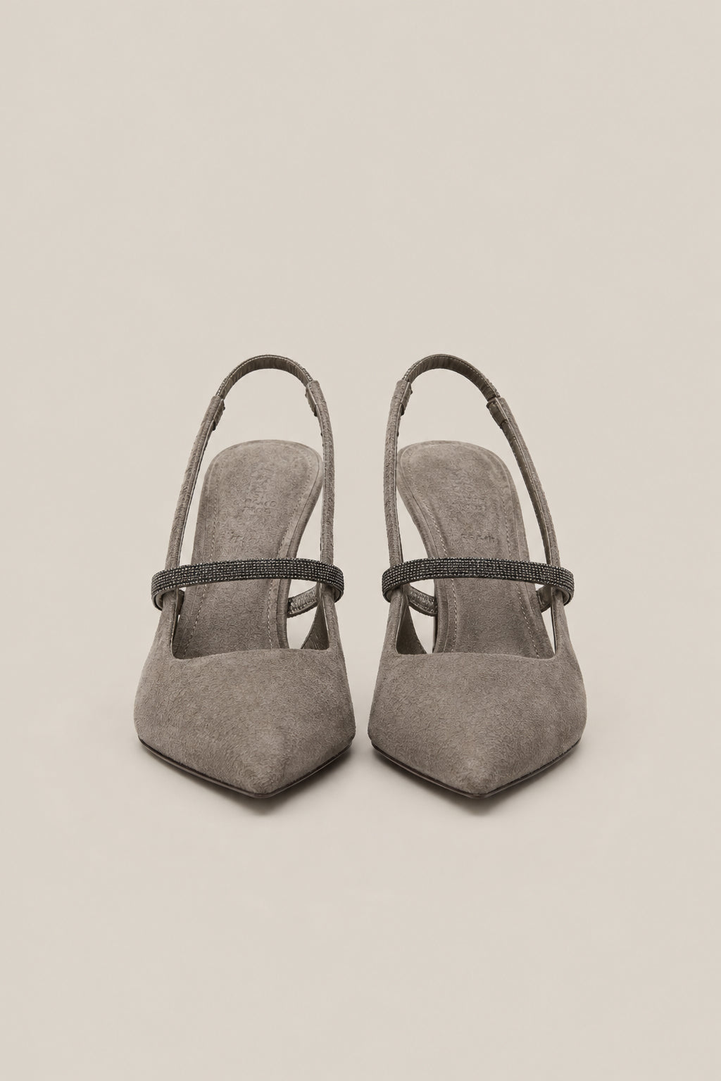 BRUNELLO CUCINELLI WOMEN'S WALNUT SUEDE POINTED TOE SLINGBACK SHOES