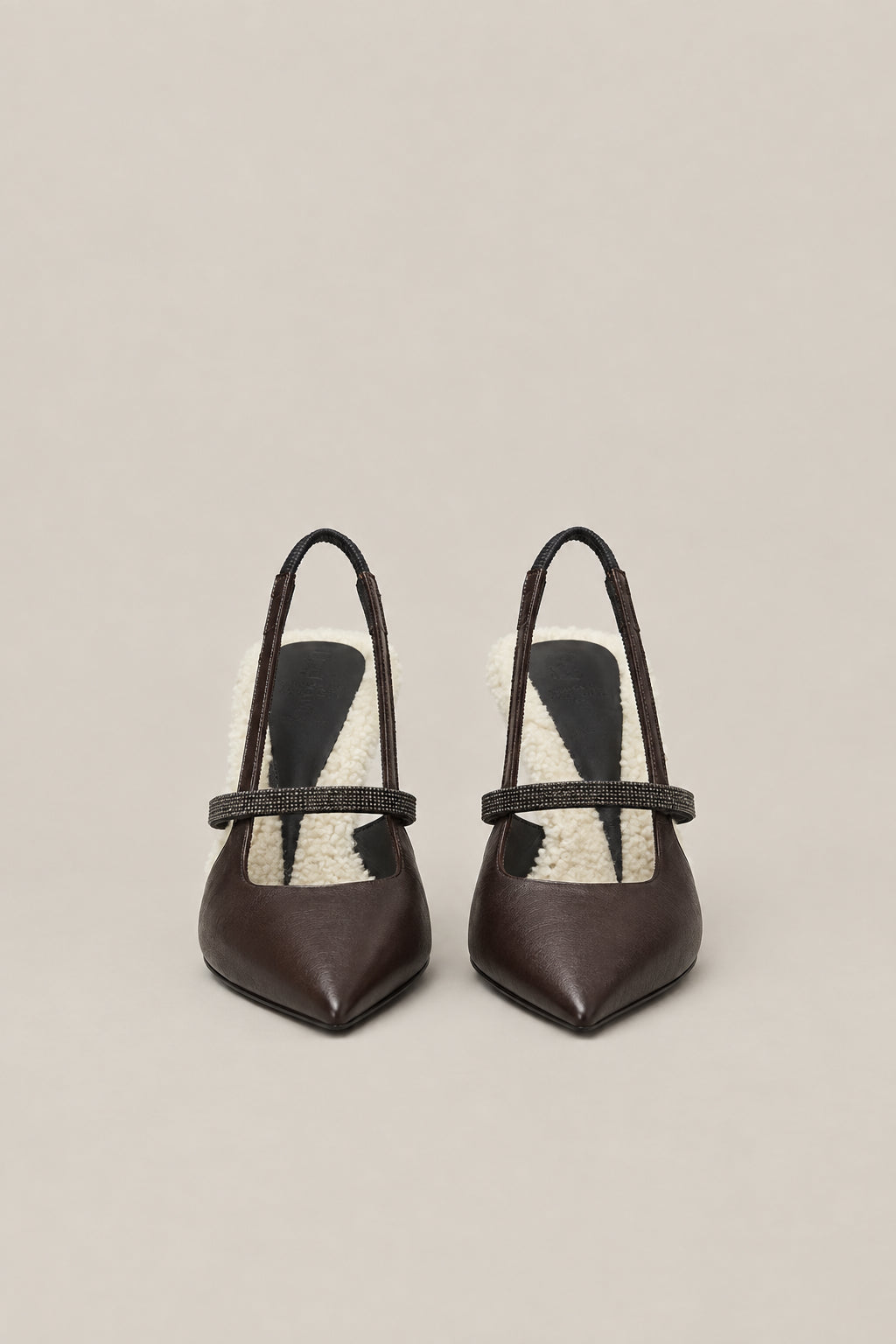 BRUNELLO CUCINELLI WOMEN'S MOORS HEAD LEATHER SLINGBACK POINTED TOE SHOE