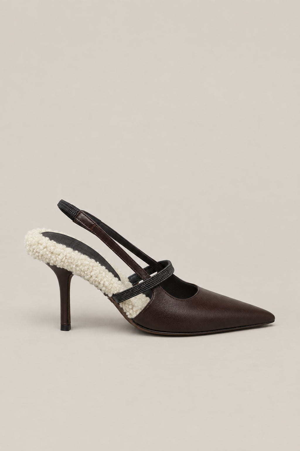 BRUNELLO CUCINELLI WOMEN'S MOORS HEAD LEATHER SLINGBACK POINTED TOE SHOE