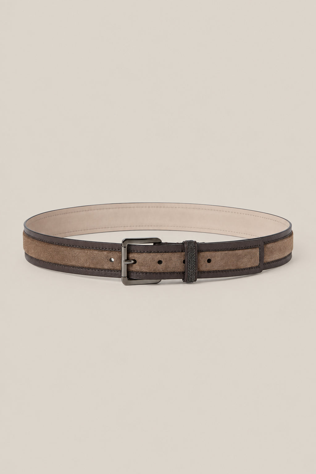 BRUNELLO CUCINELLI WOMEN'S BROWN LEATHER SUEDE BELT