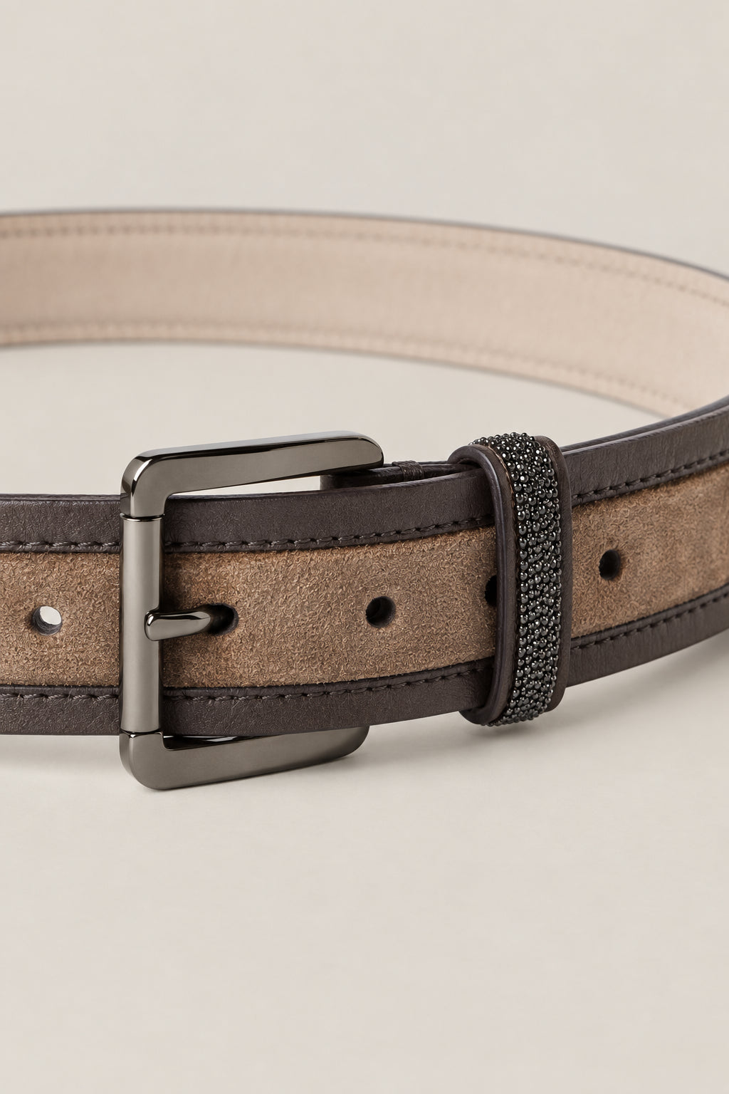 BRUNELLO CUCINELLI WOMEN'S BROWN LEATHER SUEDE BELT