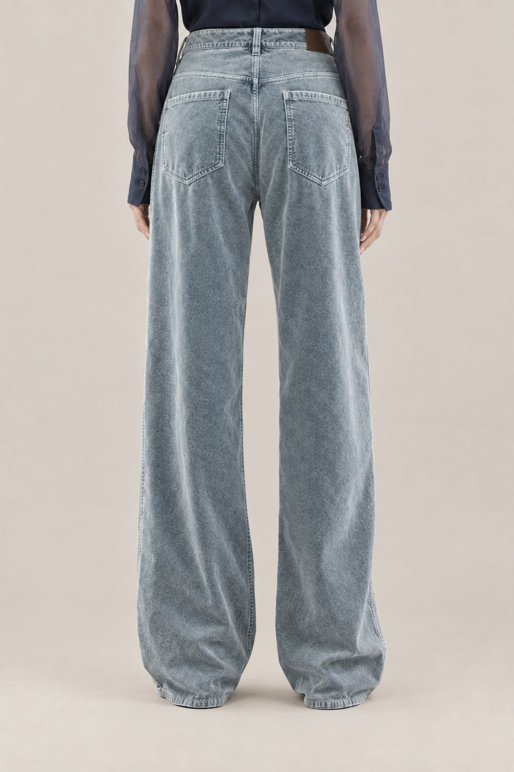 BRUNELLO CUCINELLI WOMEN'S VELVET DENIM WIDE LEG COTTON TROUSERS
