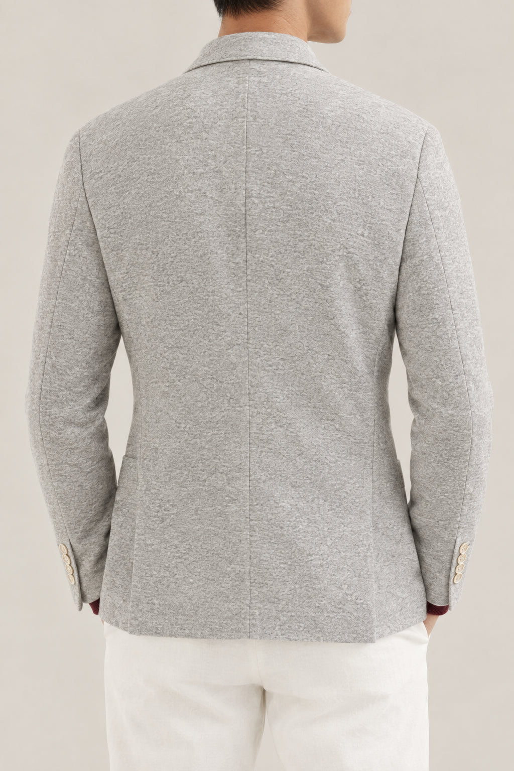 BRUNELLO CUCINELLI MEN'S PEARL GREY WOOL KNIT JACKET