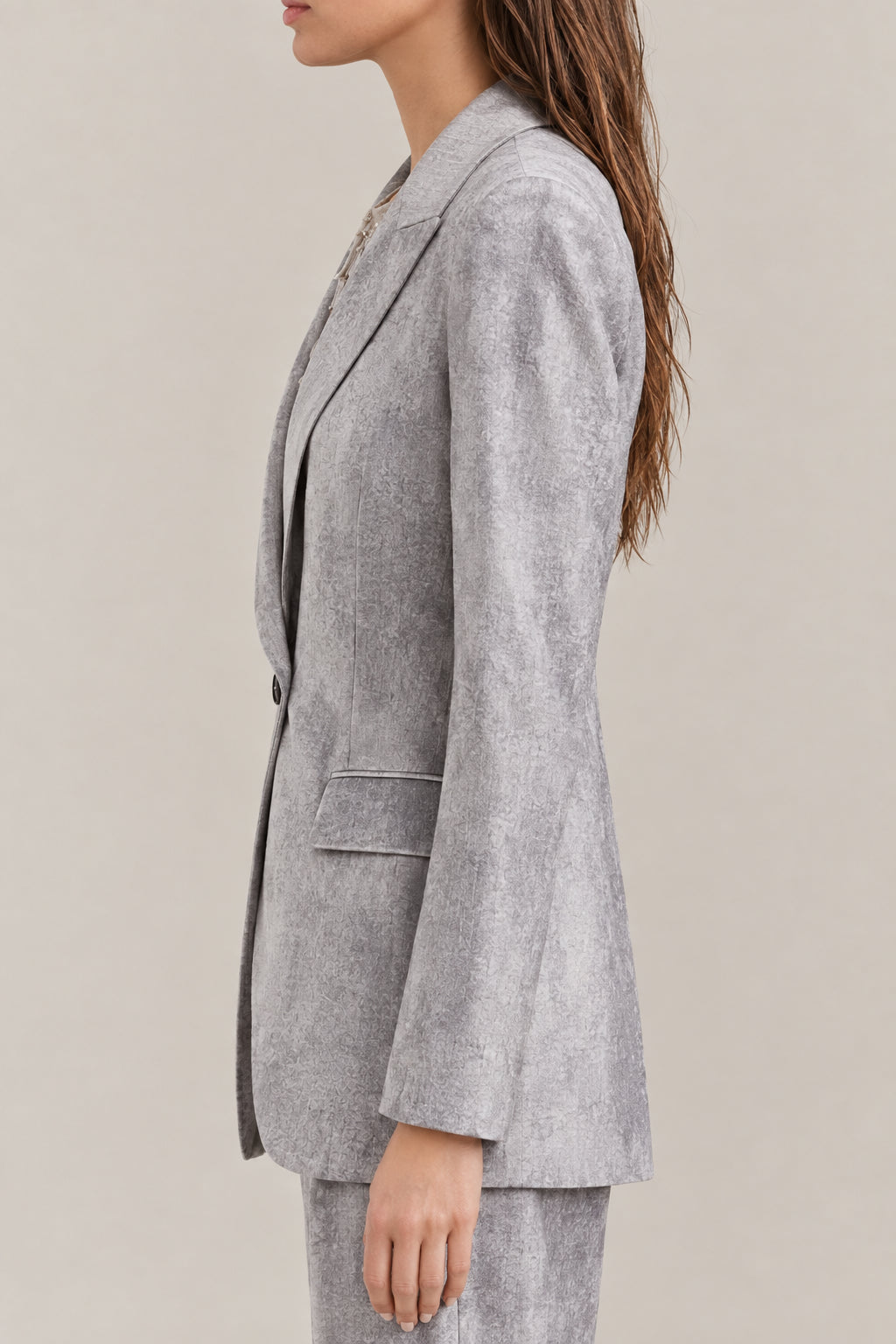 BRUNELLO CUCINELLI WOMEN'S STEEL SINGLE BUTTON VELVET BLAZER