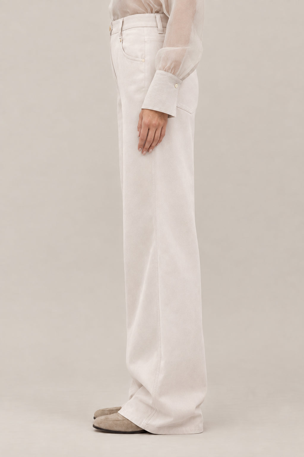 BRUNELLO CUCINELLI WOMEN'S SALT WIDE LEG ACETATE BLEND TROUSERS