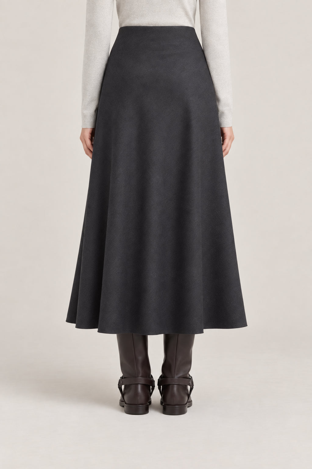 BRUNELLO CUCINELLI WOMEN'S CHARCOAL FLARED SKIRT
