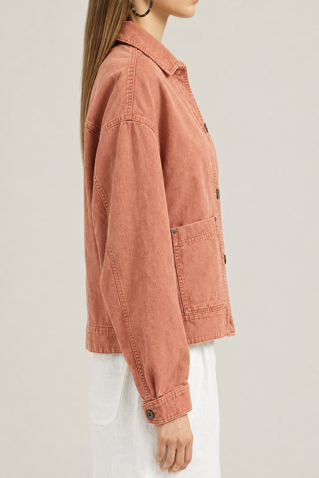 BRUNELLO CUCINELLI WOMEN'S RUST OVERSIZED COTTON JACKET