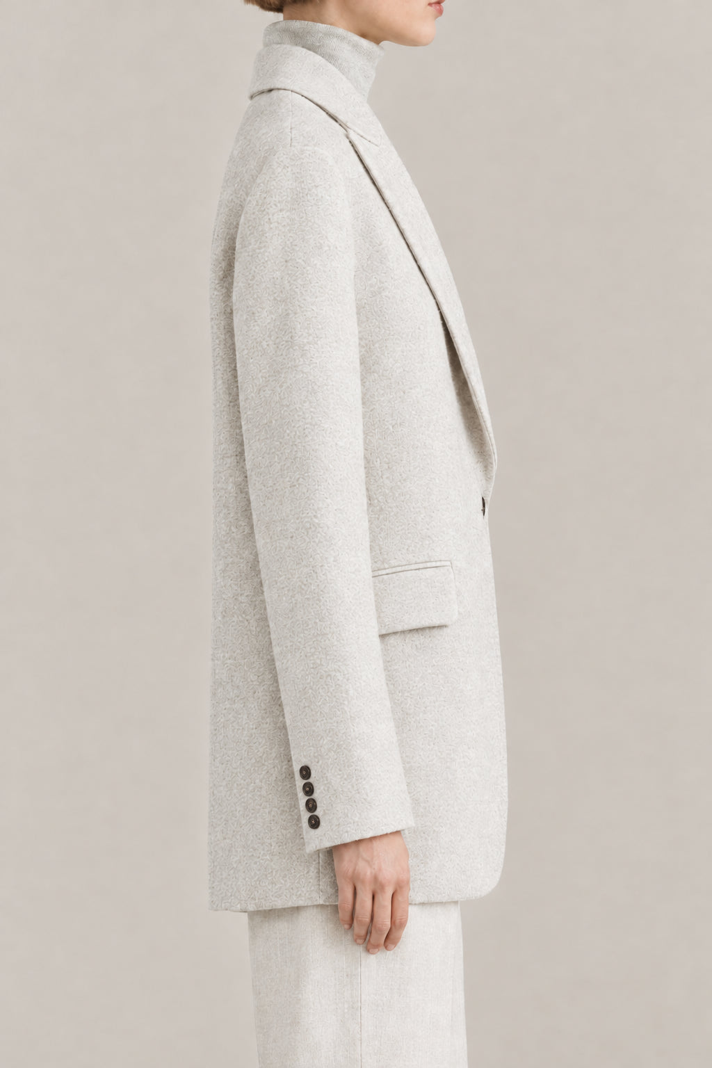 BRUNELLO CUCINELLI WOMEN'S MOTHER OF PEARL WOOL RELAXED JACKET