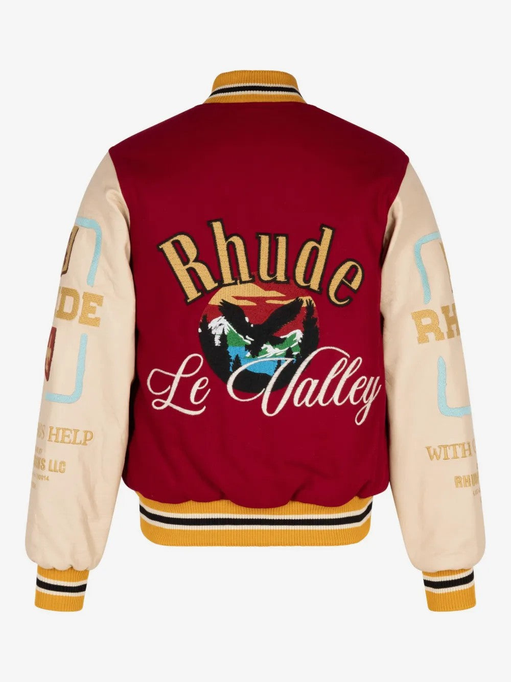 RHUDE MEN'S BORDEAUX WOOL VARSITY JACKET