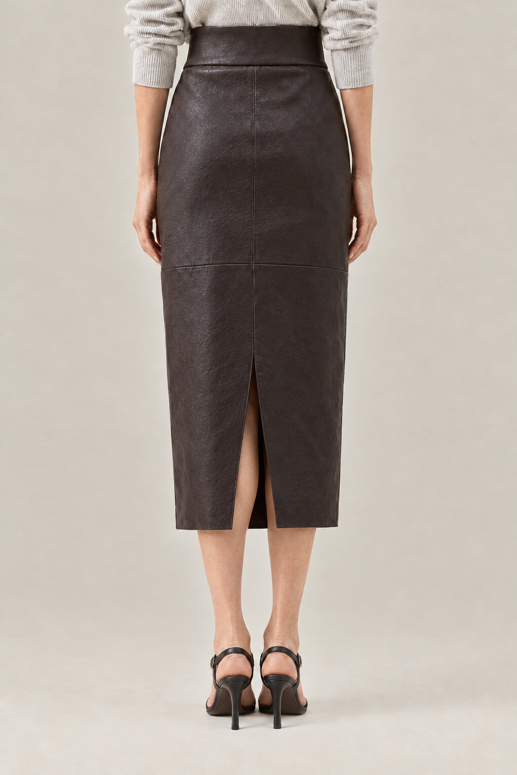 BRUNELLO CUCINELLI WOMEN'S DARK BROWN LINEN MIDI SKIRT
