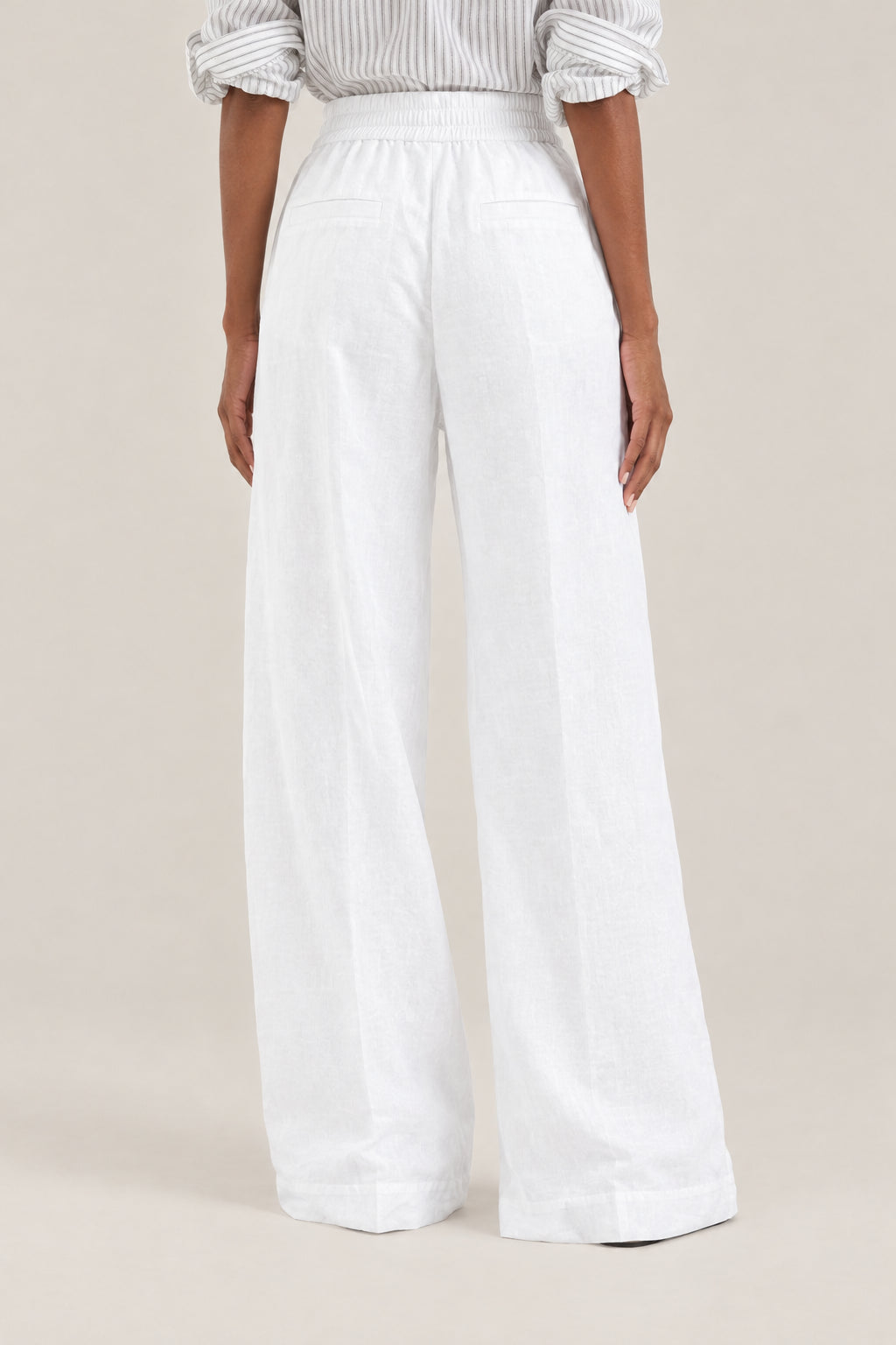 BRUNELLO CUCINELLI WOMEN'S WHITE WIDE LEG TROUSERS