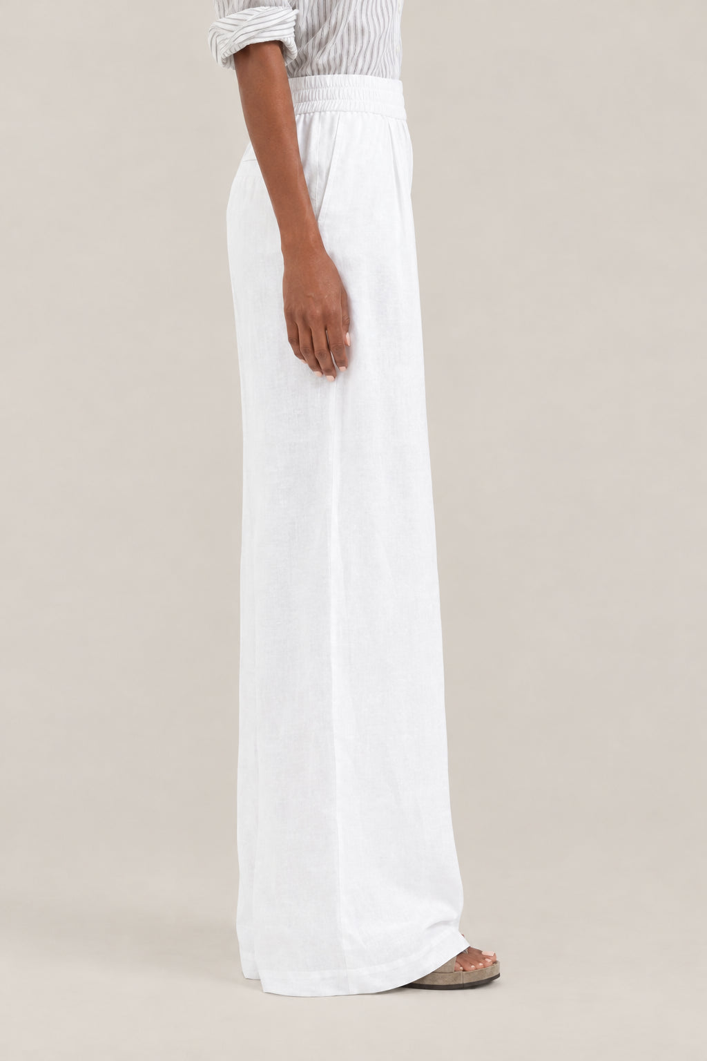BRUNELLO CUCINELLI WOMEN'S WHITE WIDE LEG TROUSERS