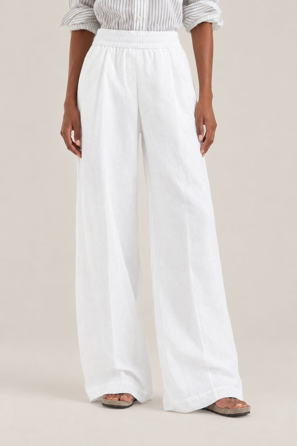 BRUNELLO CUCINELLI WOMEN'S WHITE WIDE LEG TROUSERS