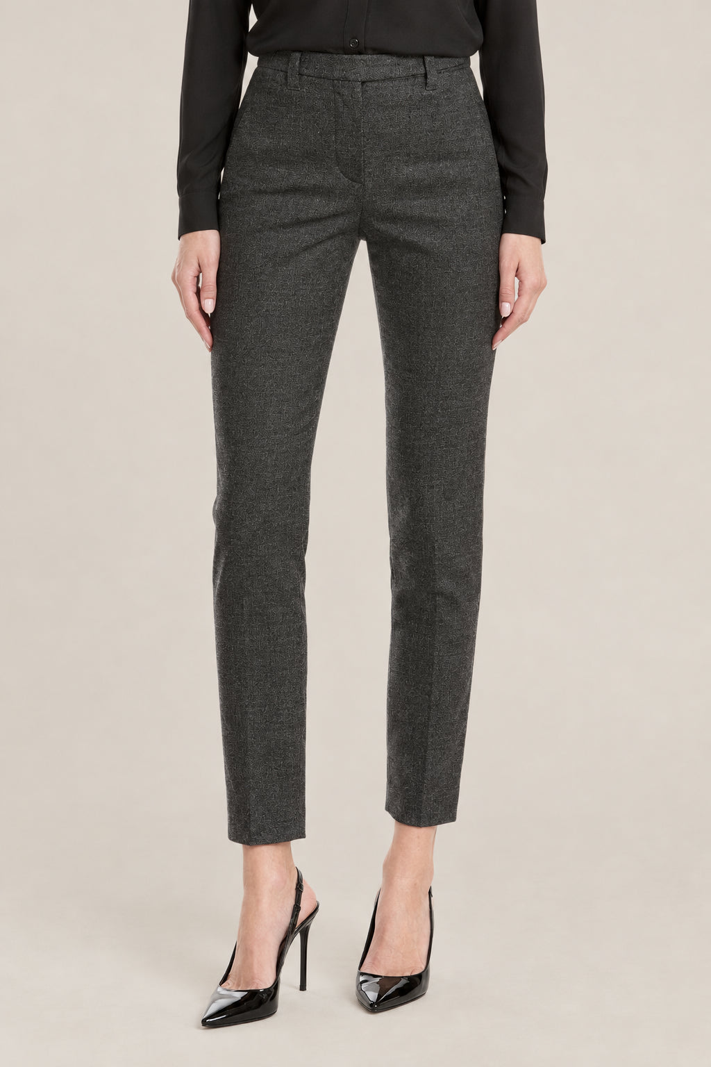 BRUNELLO CUCINELLI WOMEN'S DARK GREY WOOL SLIM TROUSERS