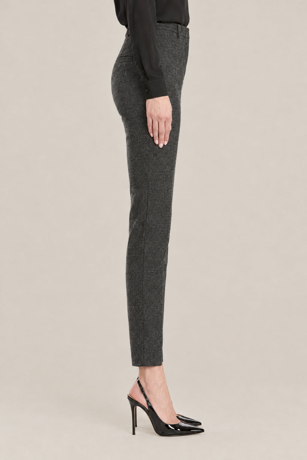 BRUNELLO CUCINELLI WOMEN'S DARK GREY WOOL SLIM TROUSERS