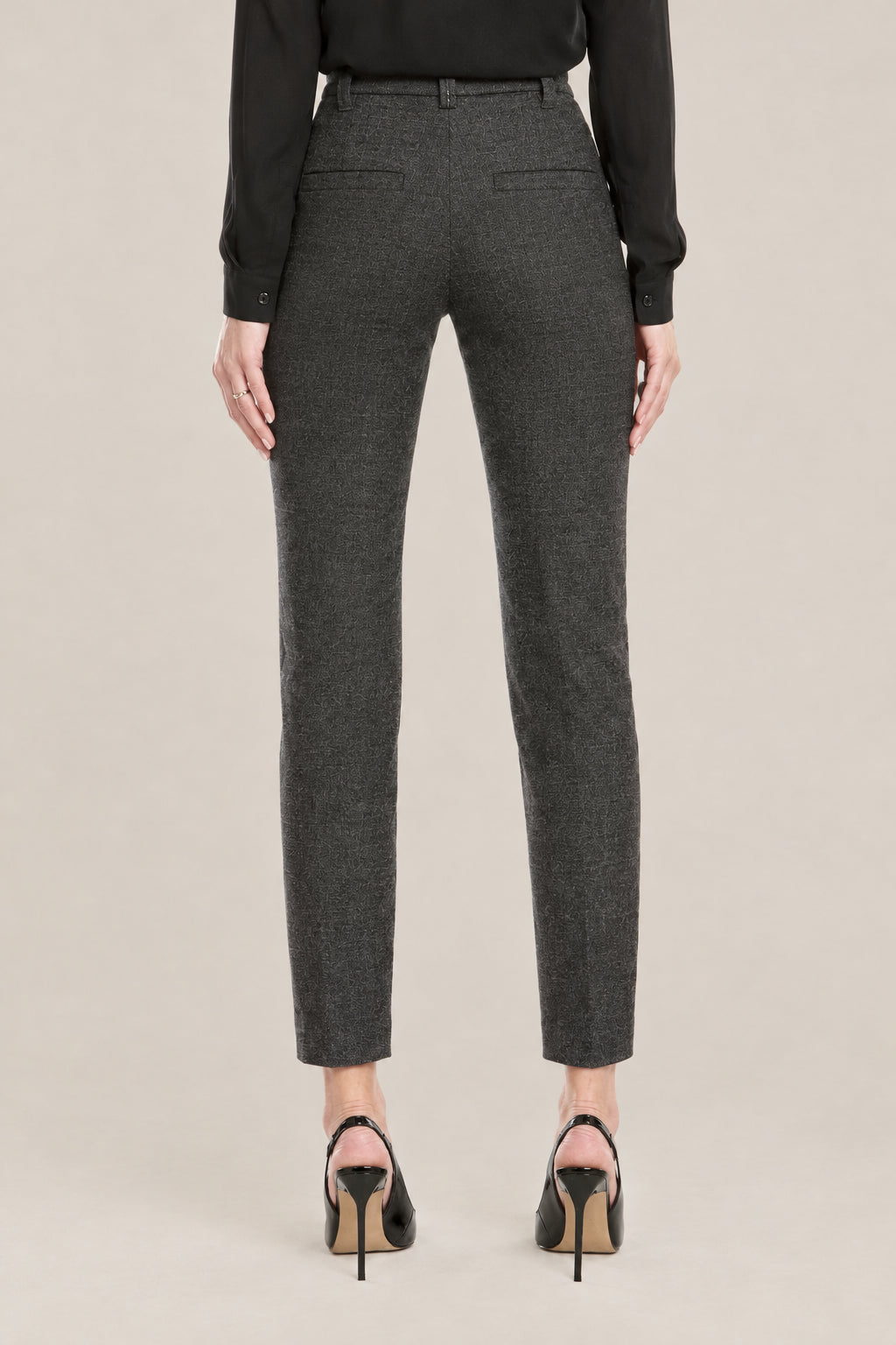 BRUNELLO CUCINELLI WOMEN'S DARK GREY WOOL SLIM TROUSERS