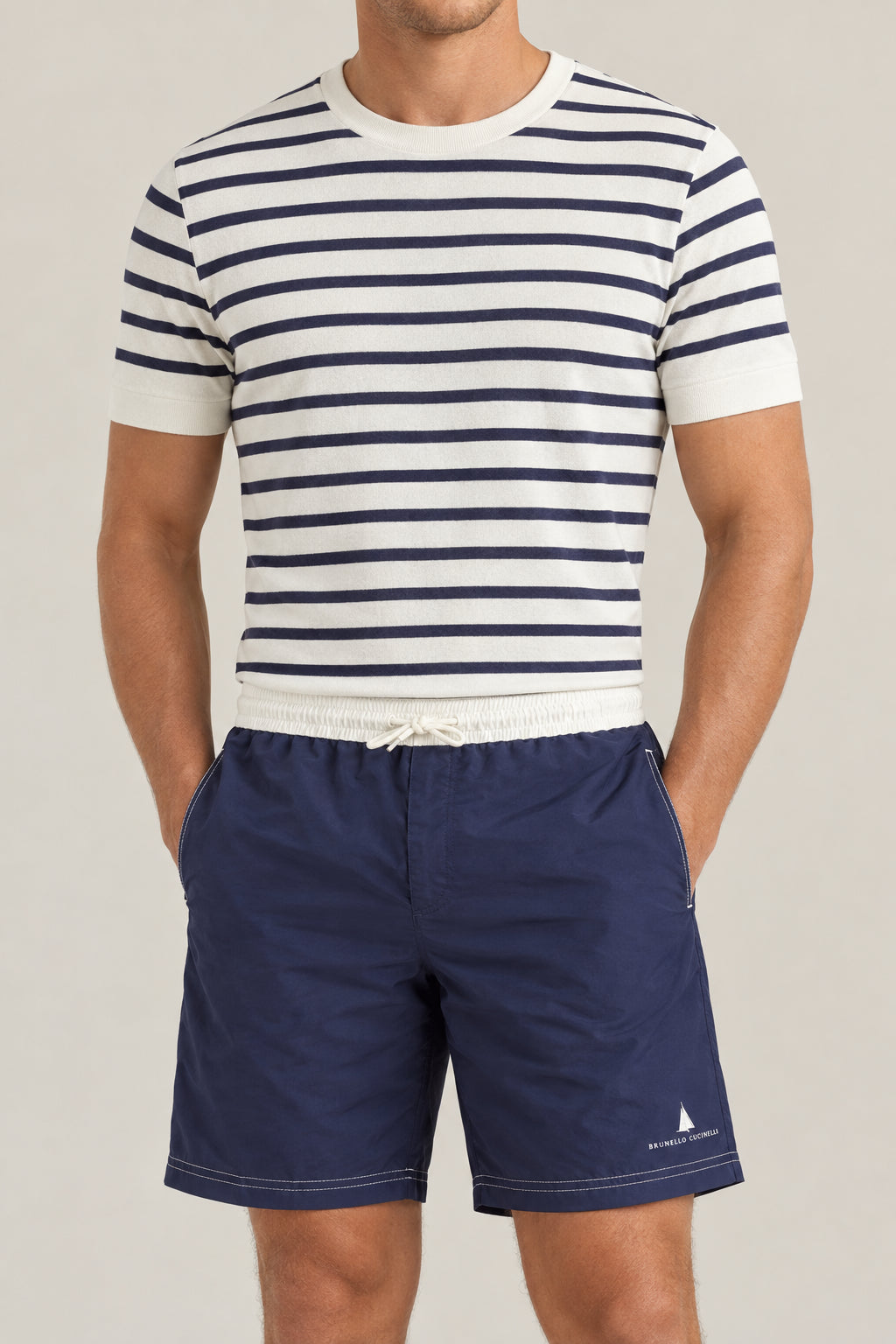 BRUNELLO CUCINELLI MEN'S NAVY SWIM SHORTS