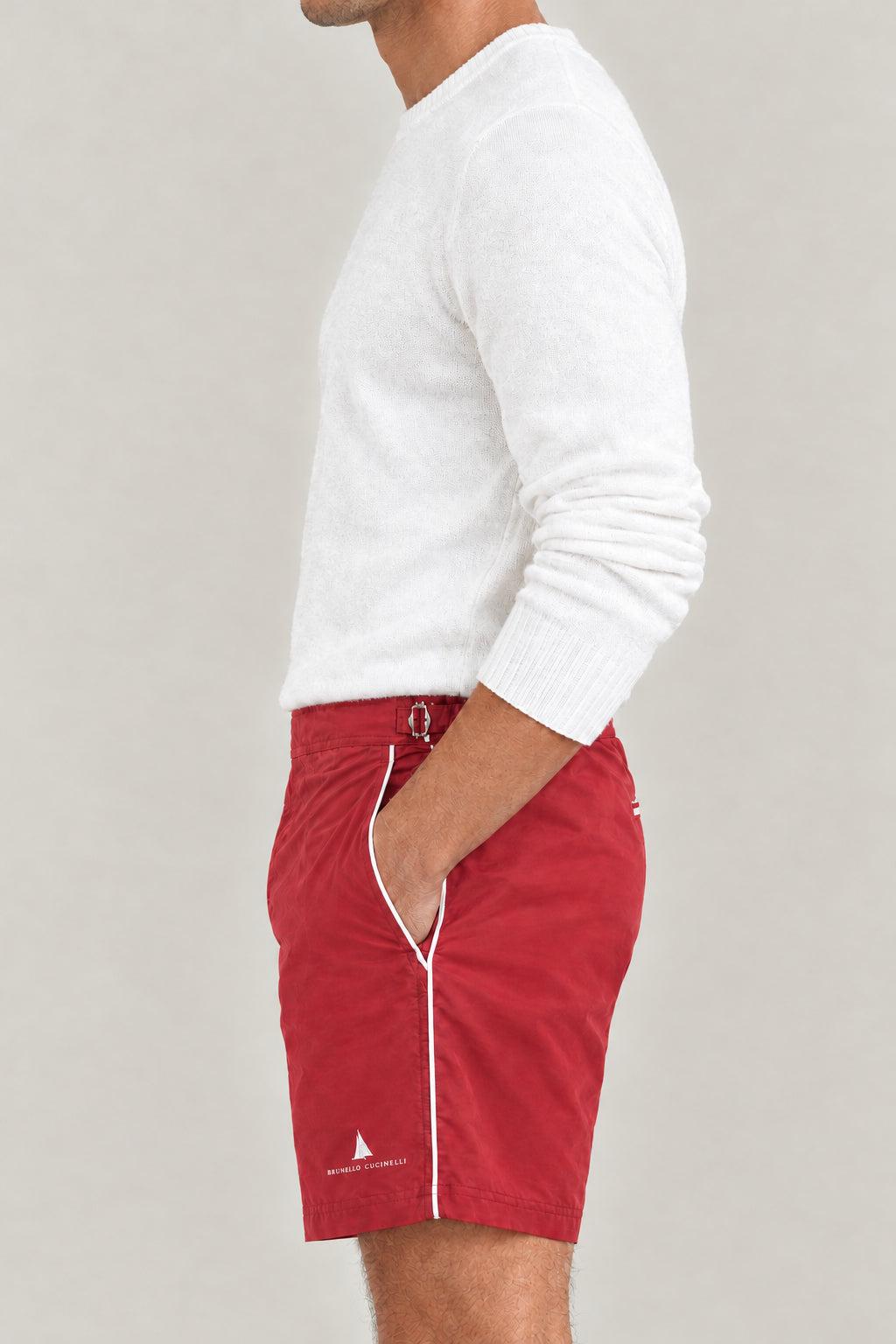 BRUNELLO CUCINELLI MEN'S CHERRY SWIM SHORTS