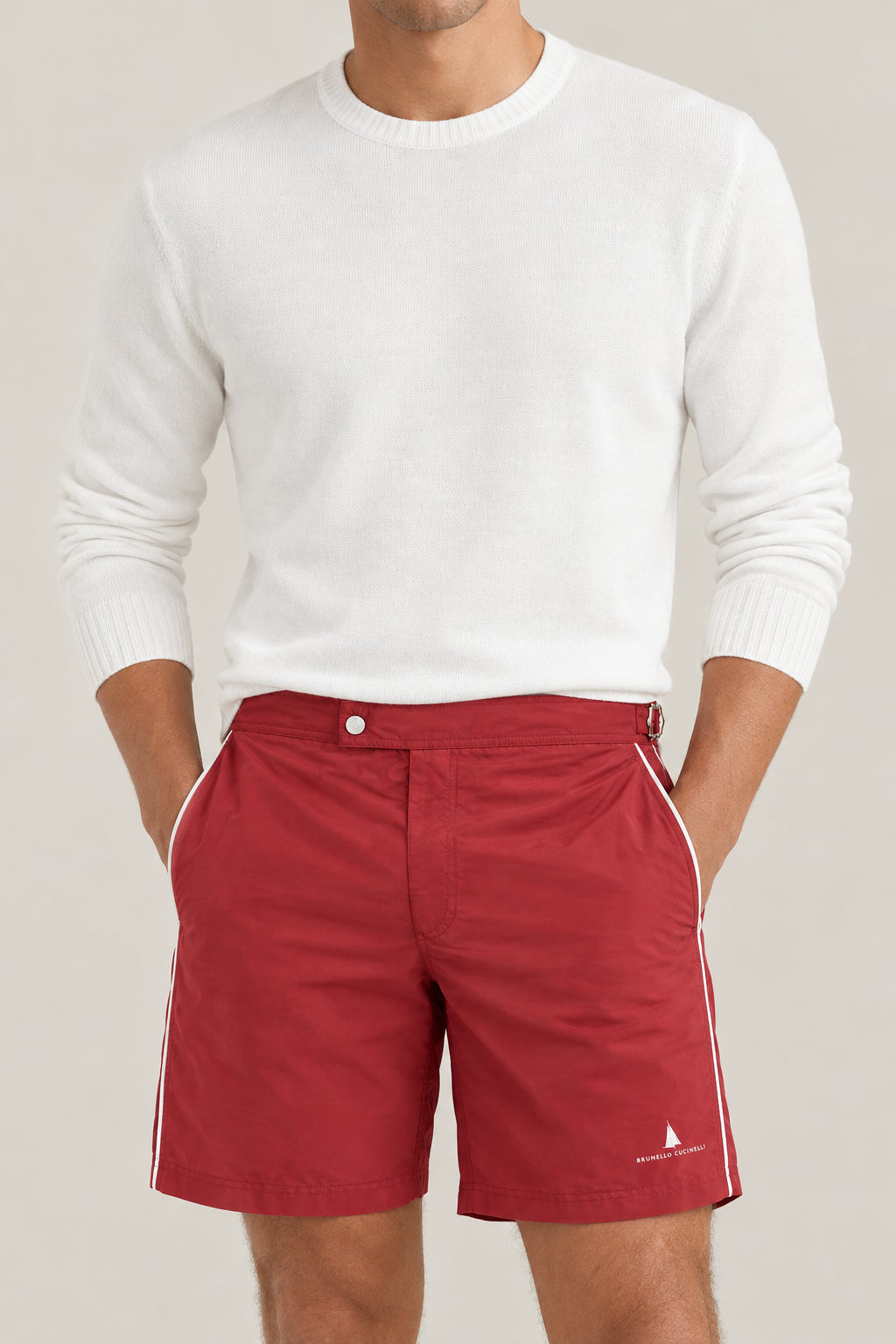 BRUNELLO CUCINELLI MEN'S CHERRY SWIM SHORTS