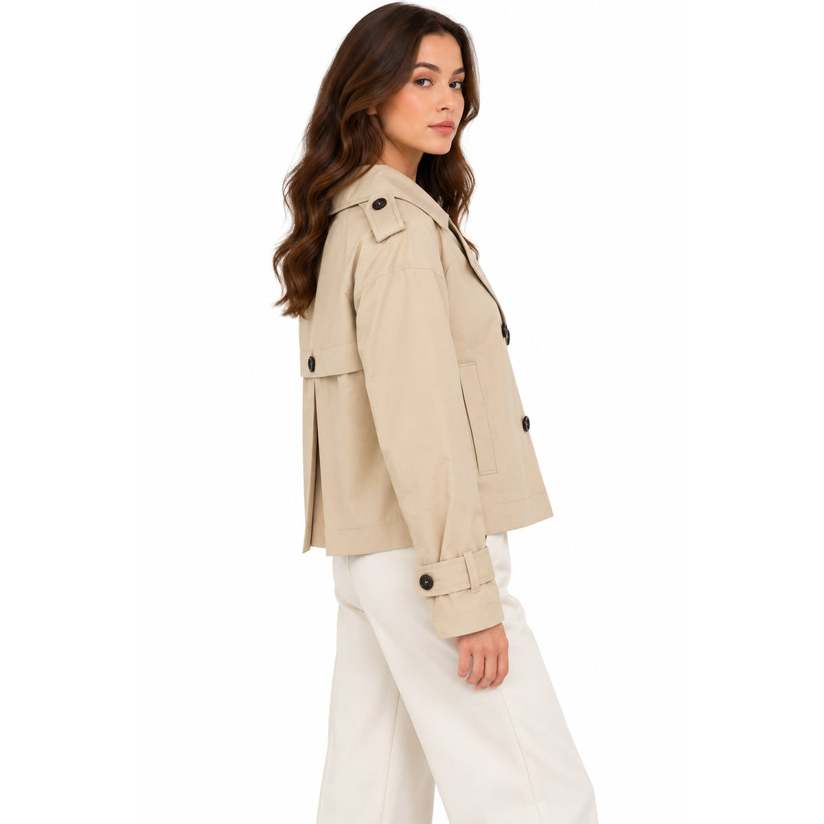 Peserico Sand Beige Double Breasted Trench Jacket