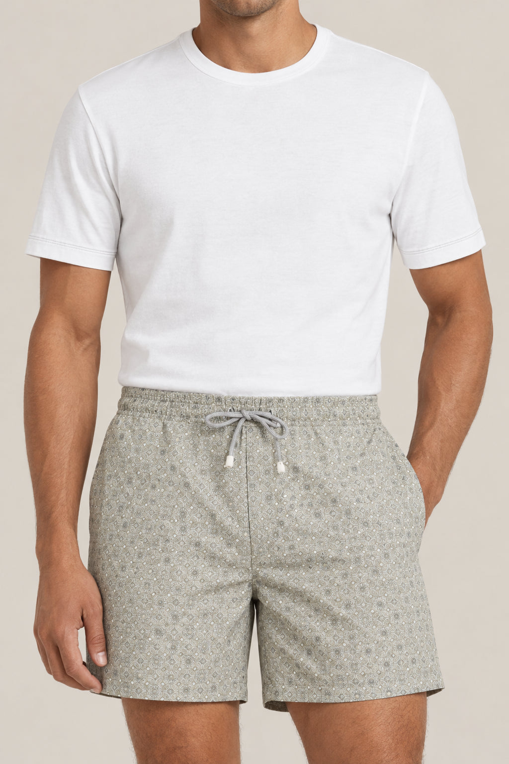 BRUNELLO CUCINELLI MEN'S SAGE PATTERNED SWIM SHORTS