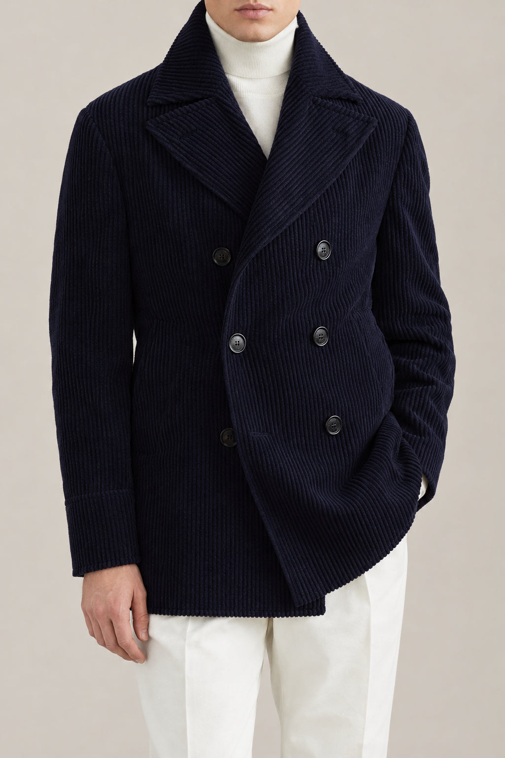 BRUNELLO CUCINELLI MEN'S COBALT WOOL DOUBLE BREASTED JACKET