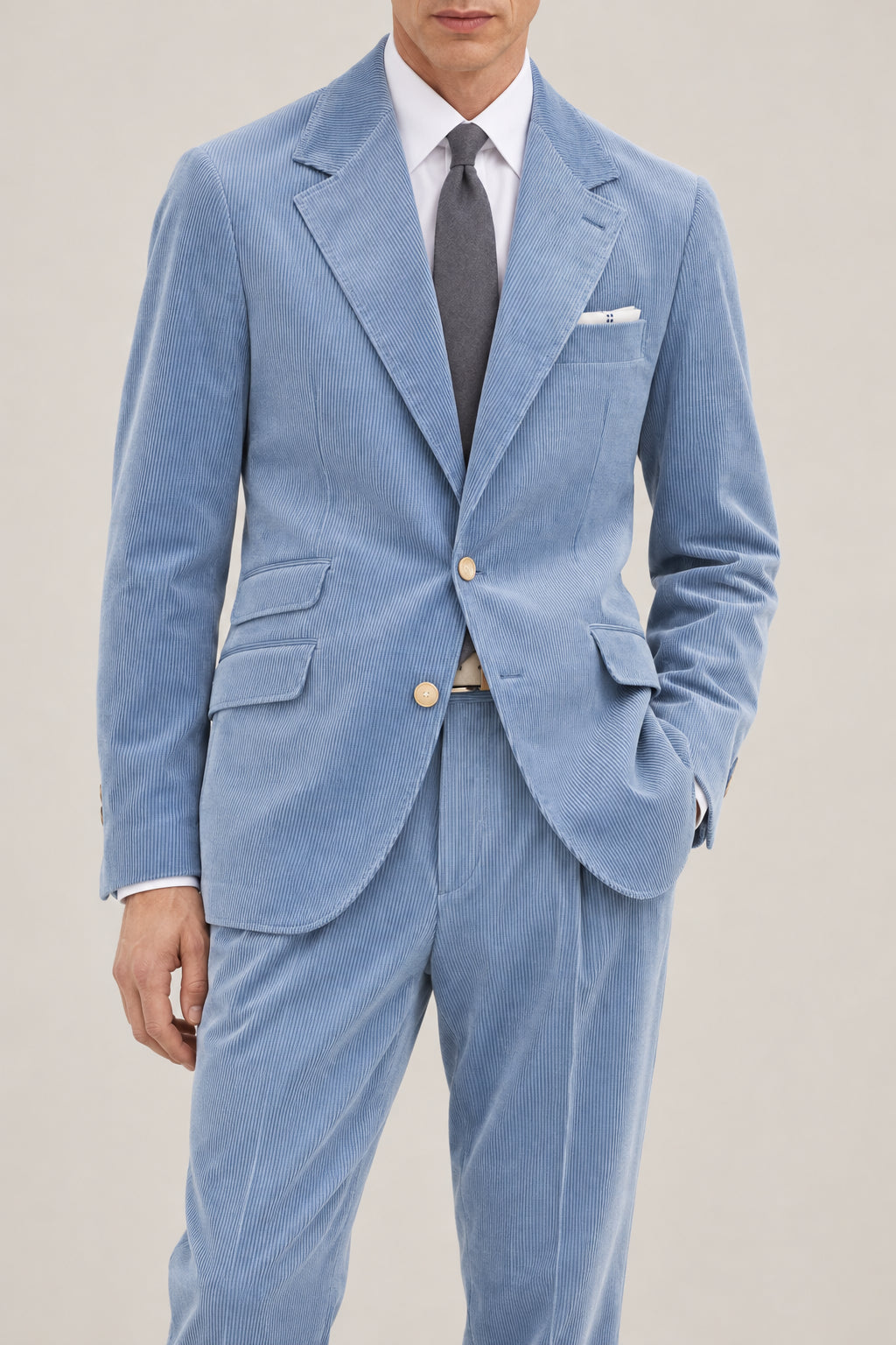 BRUNELLO CUCINELLI MEN'S CLOUD COTTON WOOL BLEND SUIT