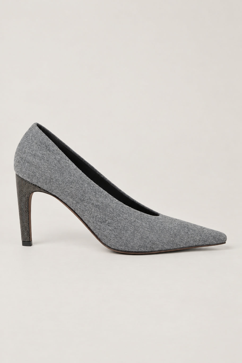 BRUNELLO CUCINELLI WOMEN'S GREY POINTED TOE HIGH HEEL SHOES