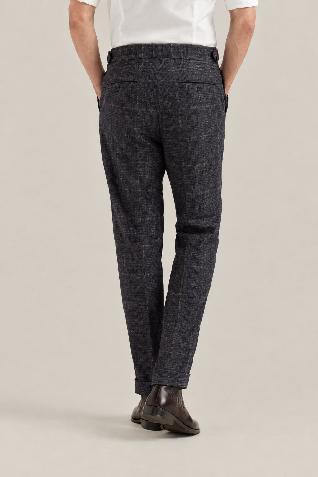 BRUNELLO CUCINELLI MEN'S ANTHRACITE WOOL BLEND PLEATED TROUSERS