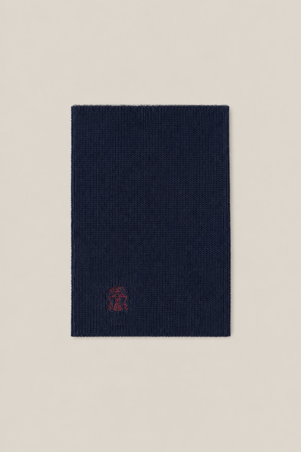 BRUNELLO CUCINELLI MEN'S NAVY DARK GREY WOOL KNIT SCARF