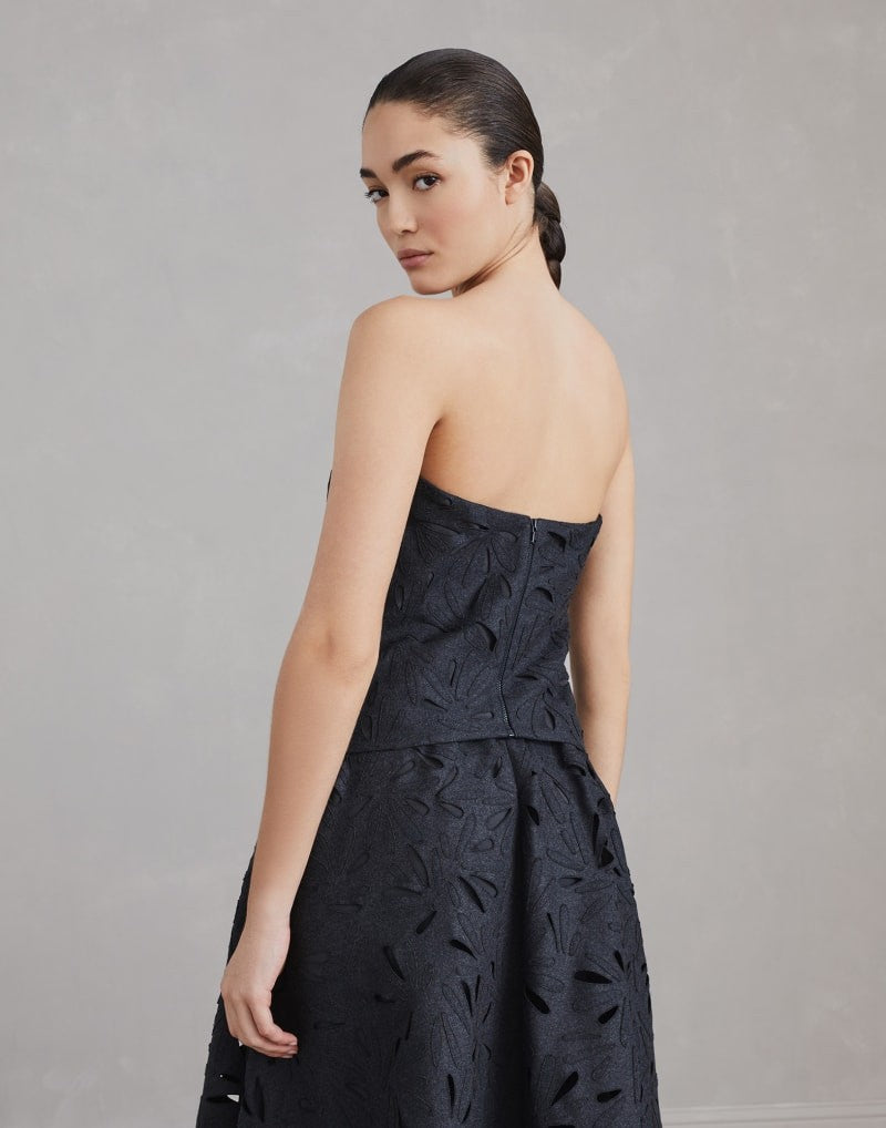 BRUNELLO CUCINELLI WOMEN'S DARK GREY JACQUARD BUSTIER TOP