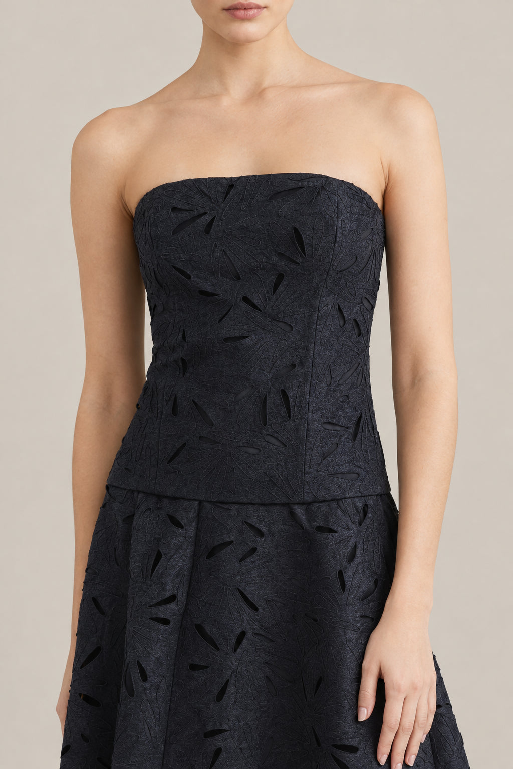 BRUNELLO CUCINELLI WOMEN'S DARK GREY JACQUARD BUSTIER TOP