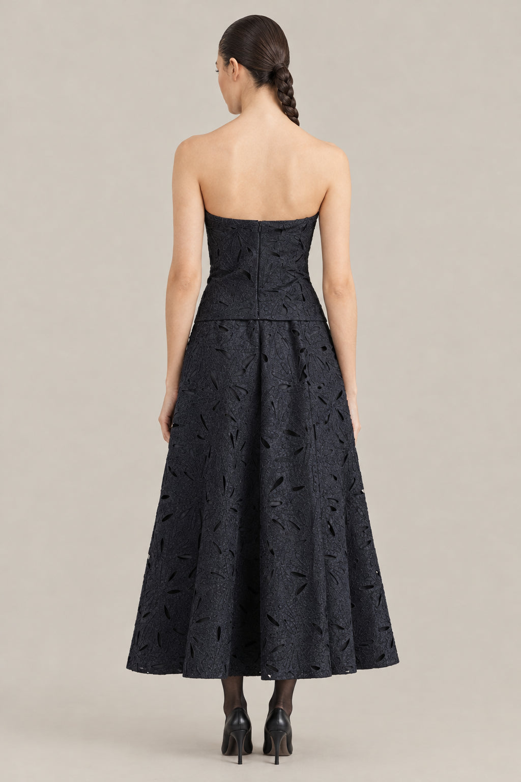 BRUNELLO CUCINELLI WOMEN'S DARK GREY JACQUARD BUSTIER TOP
