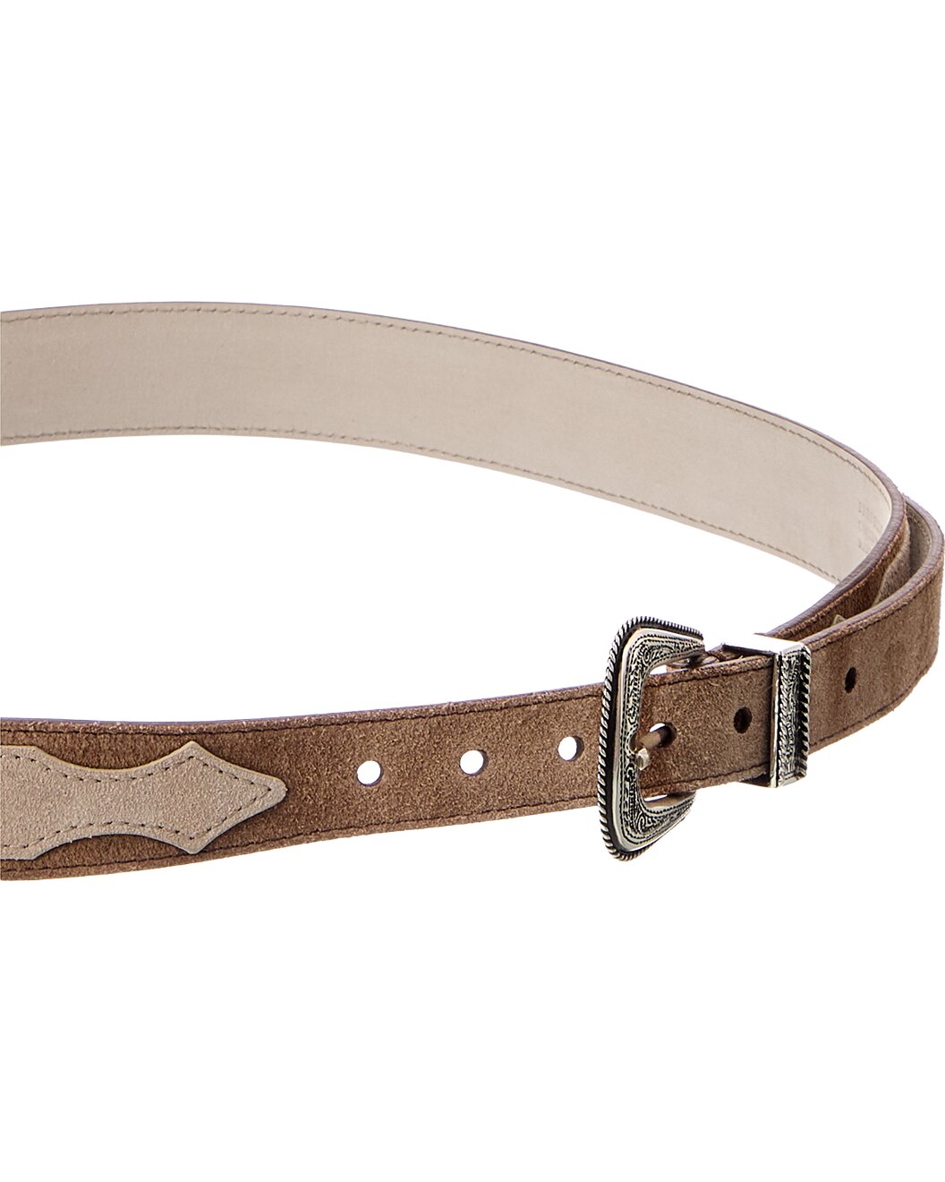 BRUNELLO CUCINELLI MEN'S MEDIUM BROWN SUEDE LEATHER BELT