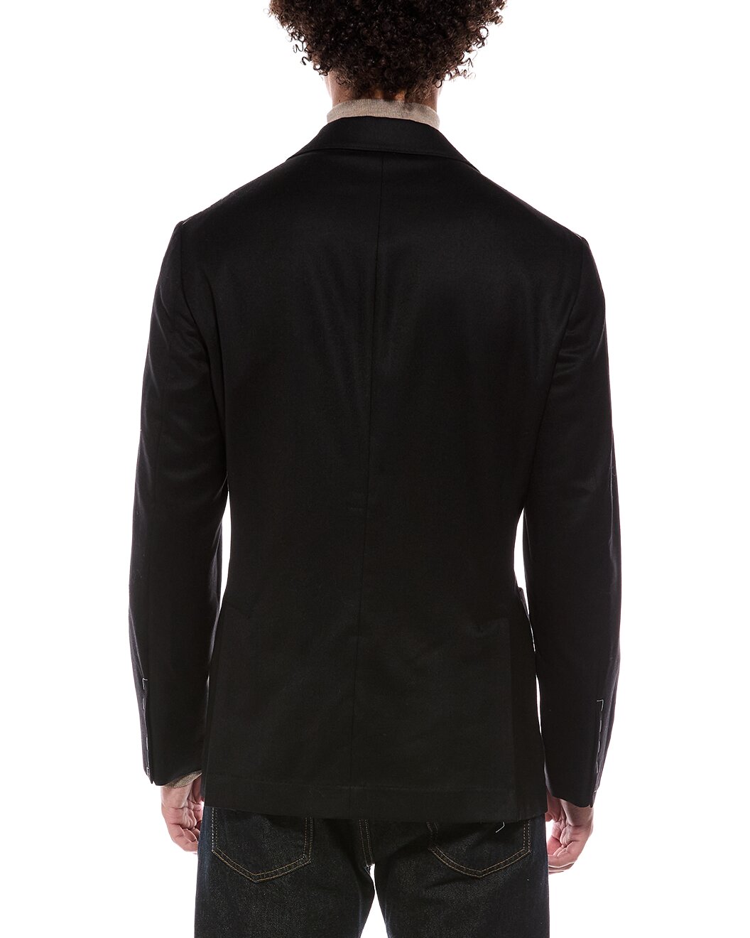 BRUNELLO CUCINELLI MEN'S BLACK WOOL THREE BUTTON BLAZER